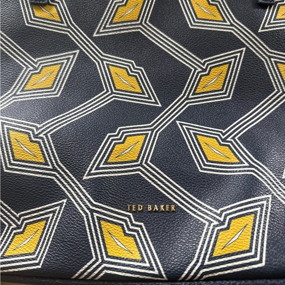 Ted Baker Navy Tote with Yellow Geometric Print - Picture 2 of 5